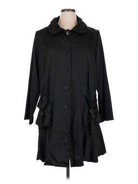 Black Women's Lightweight Button-Front Coat